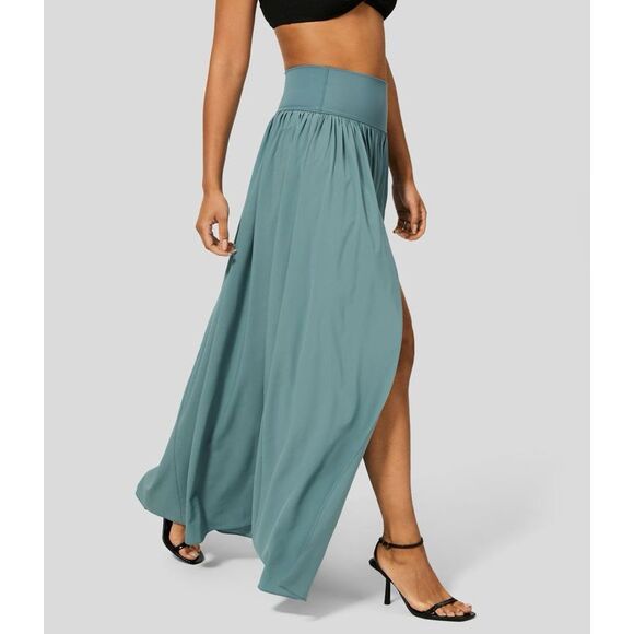 Halara Breezeful High Waisted Plicated Split 2-in-1 Flowy Maxi Casual Skirt Sz L - Picture 2 of 12